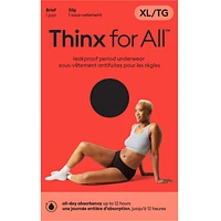 Thinx for All Women's Everyday Comfort Brief Leakproof Period Underwear, Size Extra Large, Black