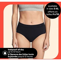 Thinx for All Women's Everyday Comfort Brief Leakproof Period Underwear, Size Extra Large, Black