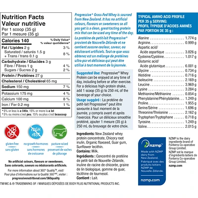 Progressive Grass Fed Whey Protein Unflavoured 375 g