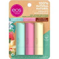 100% Natural & Organic Lip Balm 3pk Sticks -sweet mint,  strawberry sorbet and vanilla bean