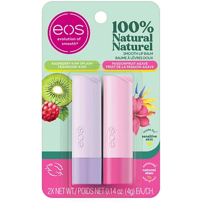 100% Smooth Lip Balm - Raspberry Kiwi Splash and Passionfruit Agave