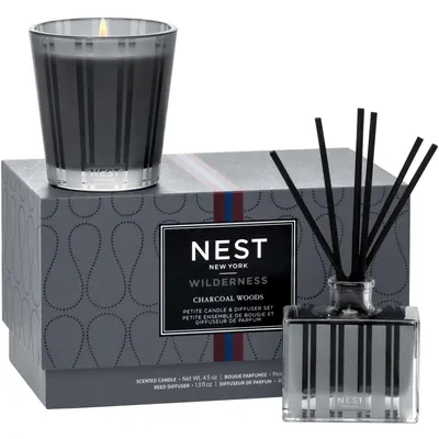 Charcoal Woods Petite Candle & Diffuser Set