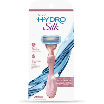 Hydro Rose Gold Metal Handle Women's Razor and 2 Refills