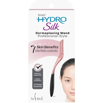 Hydro Silk Dermaplaning Wand, Professional Style, 1 Handle and 6 Refills