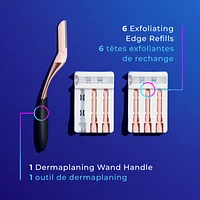 Hydro Silk Dermaplaning Wand, Professional Style, 1 Handle and 6 Refills