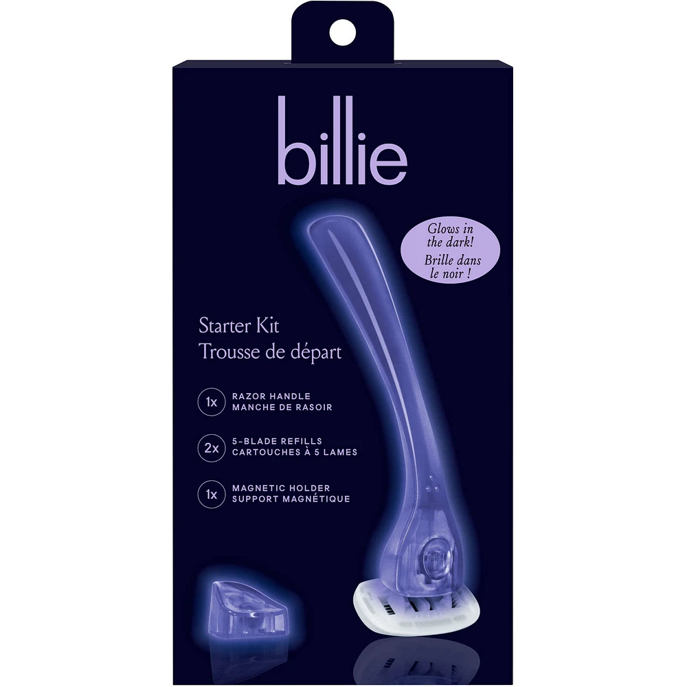 Billie Women’s Razor Kit - 1 Handle + 2 Blade Refills + Magnetic Holder - Moonbeam