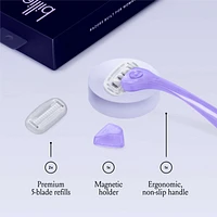 Billie Women’s Razor Kit - 1 Handle + 2 Blade Refills + Magnetic Holder - Moonbeam