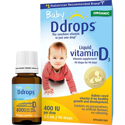 Baby Ddrops 400 IU Vitamin D3, 90 drops