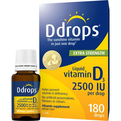 Ddrops Adult 2500 IU Vitamin D3, 180 drops