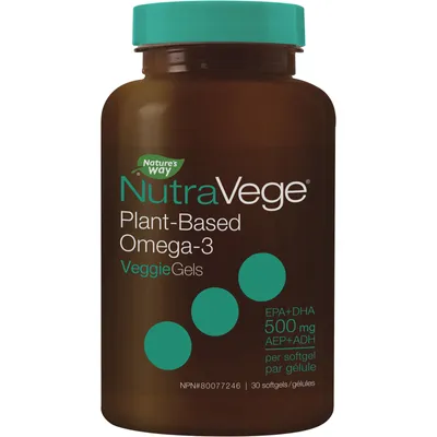 NutraVege Omega-3, Plant Based, Liquid Gels, Fresh Mint, 30 softgels