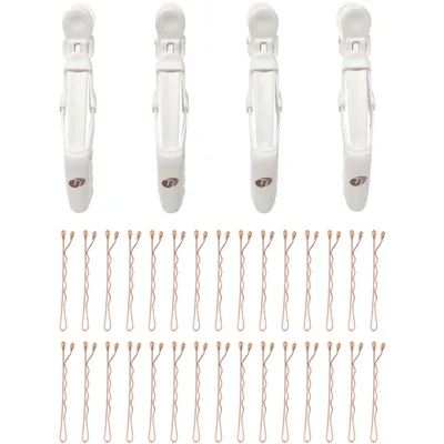 Clip Kit with 4 Alligator Clips and 30 Rose Gold Bobby Pins