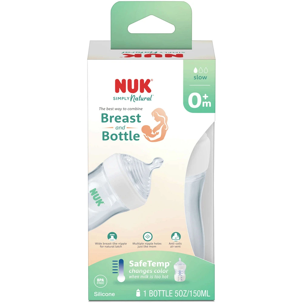 NUK Simply Natural Bottle with SafeTemp, 5 oz (150 mL), 1 Pack