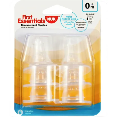 First Essentials by NUK® Nipple 6PK, Slow Flow, Silicone