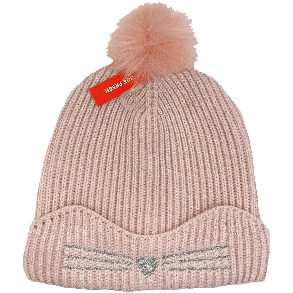 Kid Girl Pom Beanie with Cat Ears S/M