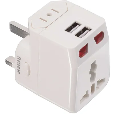 World Travel Adapter with Dual USB Charging Ports