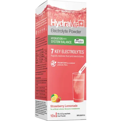Plus Digestive Health Effervescent Electrolyte Granule Sticks, Strawberry Lemonade