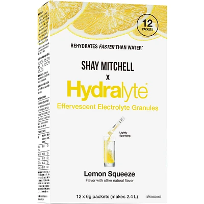 Shay Mitchell x Hydralyte, Lemon Squeeze, Effervescent Electrolyte Granules