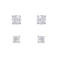 Sterling Silver Duo Crystal Stud Earring