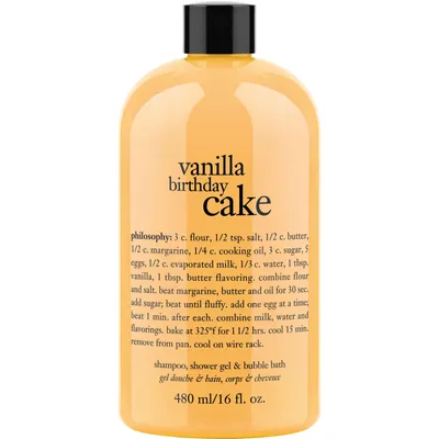 vanilla birthday cake shampoo, shower gel & bubble bath