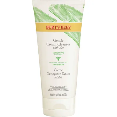 Sensitive Solutions Gentle Facial Cream Cleanser, Daily Face Wash for Sensitive Skin with Aloe, 98.9% Natural Origin, Developed with Dermatologists
