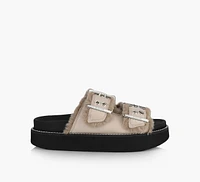 BUCKLE FLAT SANDAL FUR