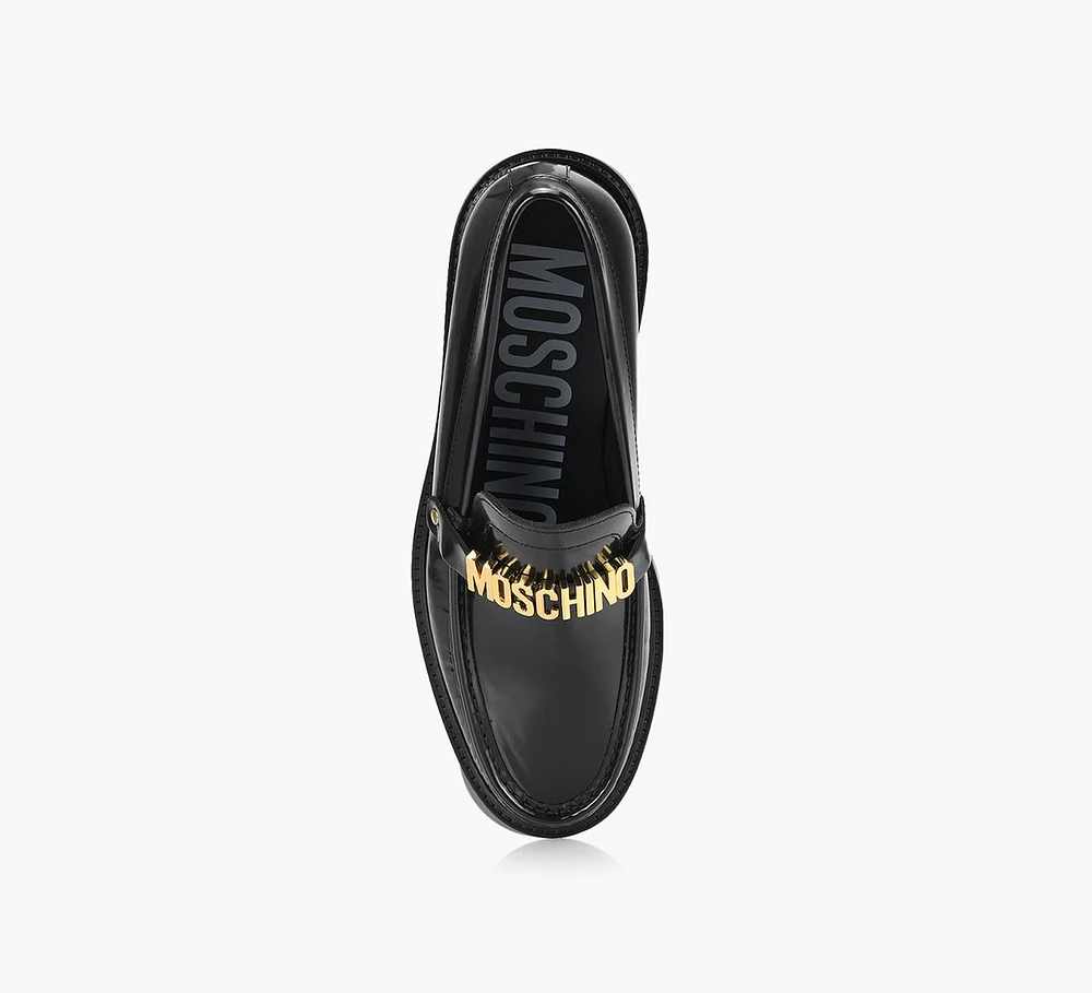 LETTERING LOGO LEATHER LOAFERS