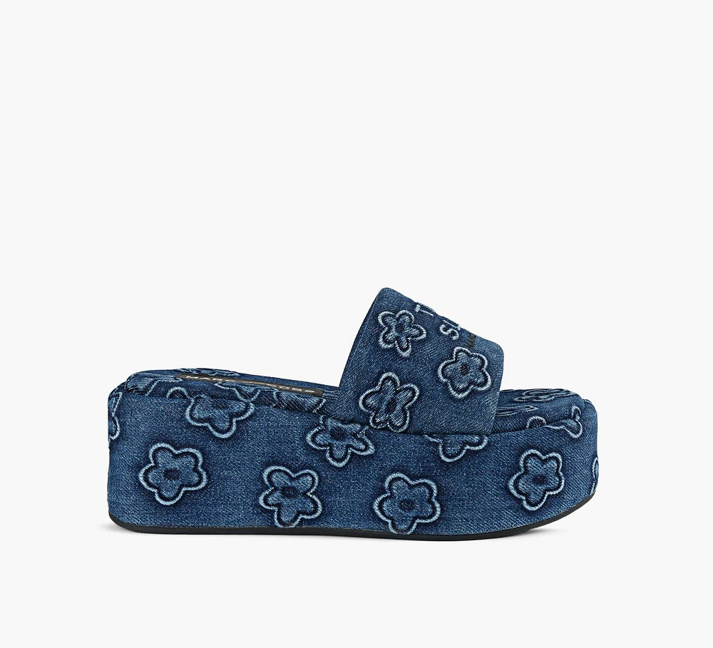 THE PUFFY DAISY DENIM PLATFORM SANDAL