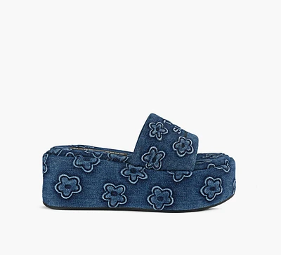 THE PUFFY DAISY DENIM PLATFORM SANDAL