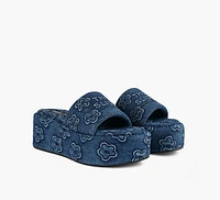 THE PUFFY DAISY DENIM PLATFORM SANDAL