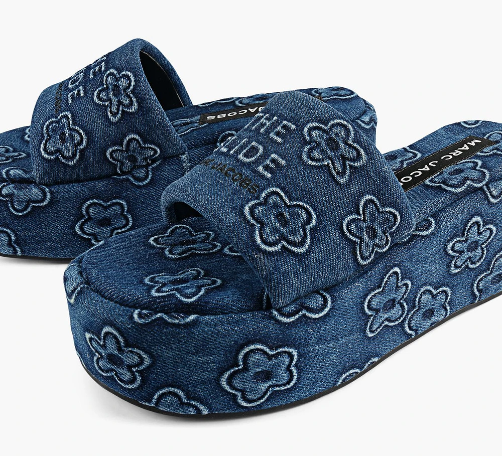 THE PUFFY DAISY DENIM PLATFORM SANDAL