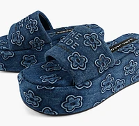 THE PUFFY DAISY DENIM PLATFORM SANDAL