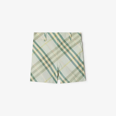 Check Cotton Shorts in Breeze | Burberry® Official