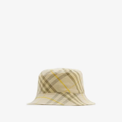 Check Linen Bucket Hat in Wheat - Men | Burberry® Official