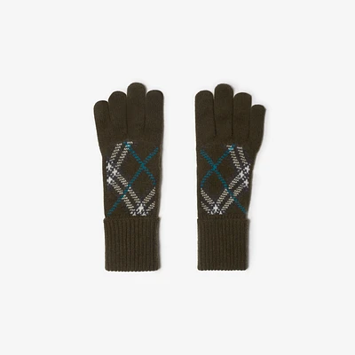 Check Cashmere Blend Gloves in Snug - Men | Burberry® Official