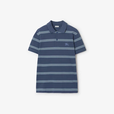 Striped Cotton Polo Shirt in Pilot - Men | Burberry® Official