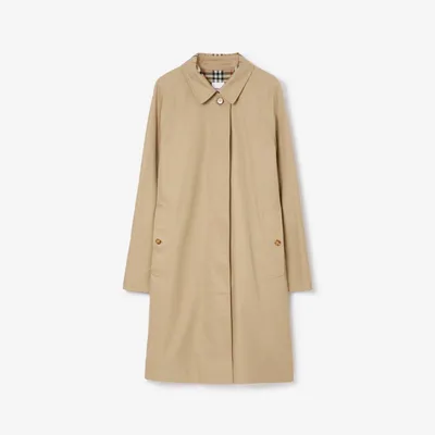 Mid-length Lightweight Camden Car Coat in Honey - Women, Cotton Gabardine | Burberry® Official