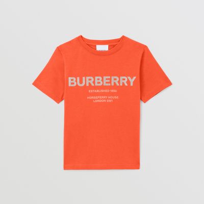 Horseferry Print Cotton T-shirt Vermilion Red | Burberry® Official