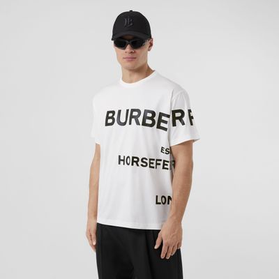 Horseferry Print Cotton Oversized T-shirt White - Men | Burberry® Official
