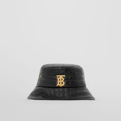 Monogram Motif Quilted Leather Bucket Hat Black | Burberry® Official