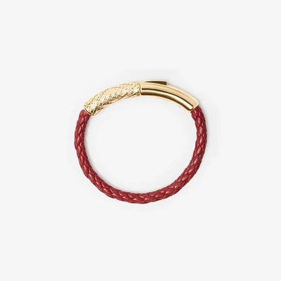 Leather Check Bracelet in Gold/rust - Women | Burberry® Official