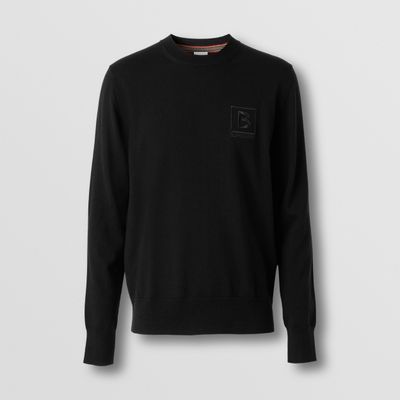 Letter Graphic Wool Sweater Black - Men | Burberry® Official