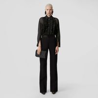 Silk Trim Wool Tailored Trousers Black - Women | Burberry® Official