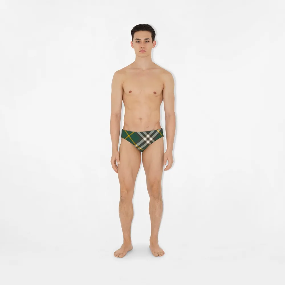 Check Swim Briefs in Ivy - Men | Burberry® Official