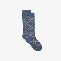 Check Cotton Blend Socks in Pewter | Burberry® Official