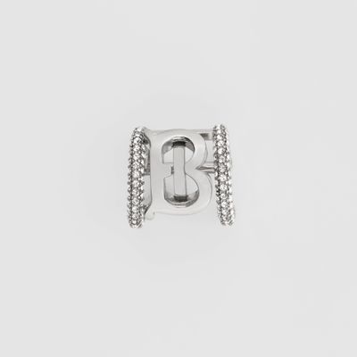 Crystal Detail Monogram Motif Ear Cuff in Palladium/crystal - Women | Burberry® Official