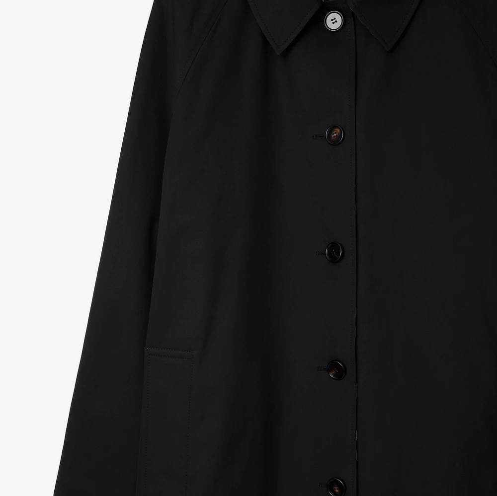Long Reversible Gabardine Car Coat in Black - Men, Cotton | Burberry® Official