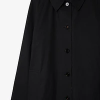 Long Reversible Gabardine Car Coat in Black - Men, Cotton | Burberry® Official