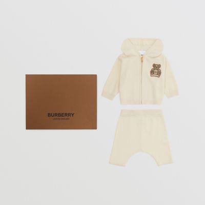 Thomas Bear Appliqué Two-piece Baby Gift Set Ivory - Children | Burberry® Official