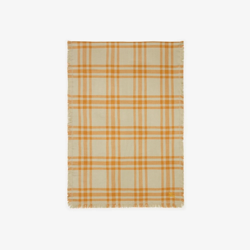 Reversible Check Wool Silk Scarf in Hunter/pumpkin | Burberry® Official