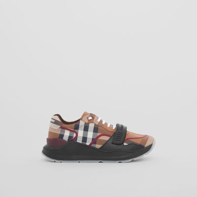 Check Cotton Sneakers Birch Brown - Men | Burberry® Official